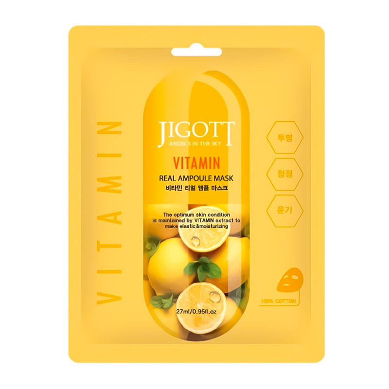 Sheet mask with vitamins, Jigott Vitamin Real Ampoule Mask 27 ml