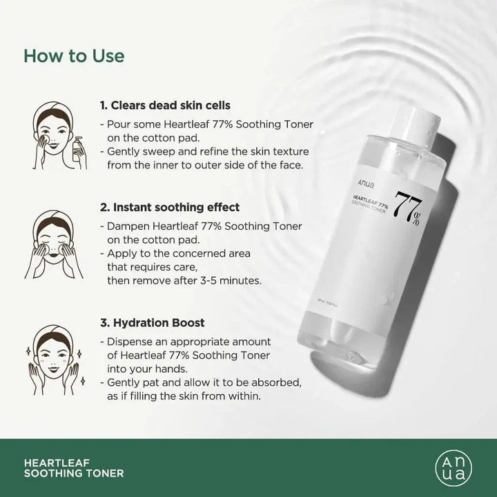 ANUA HEARTLEAF 77% SOOTHING TONER VEIDO TONERIS 250 ml Anua