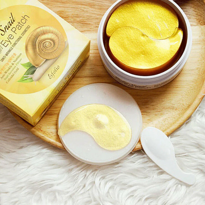 Esfolio Gold Snail Hydrogel Eye Patch – Hidrogelinė priešraukšlinė ir maitinanti paakių kaukė, 60 vnt.