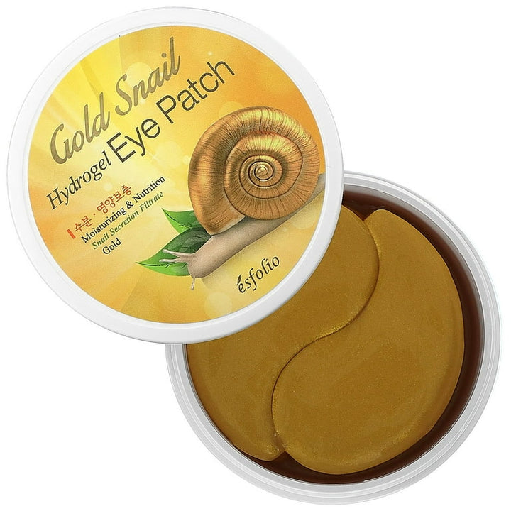 Esfolio Gold Snail Hydrogel Eye Patch – Hidrogelinė priešraukšlinė ir maitinanti paakių kaukė, 60 vnt.