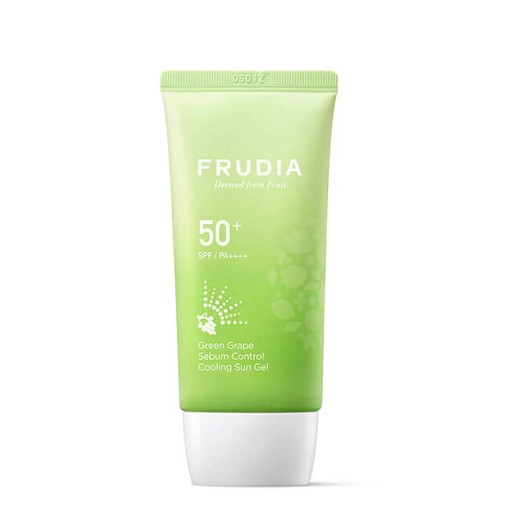 FRUDIA Green Grape Sebum Control Cooling Sun Gel SPF50+ PA++++ 50 g – Drėkinantis vėsinantis gelis riebiai odai