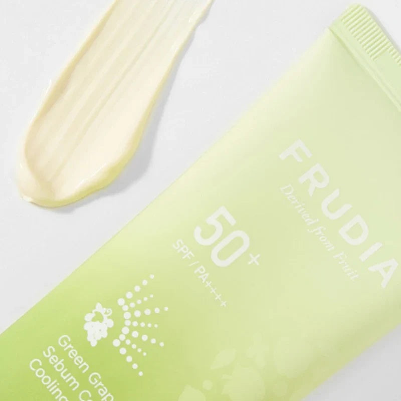 FRUDIA Green Grape Sebum Control Cooling Sun Gel SPF50+ PA++++ 50 g – Drėkinantis vėsinantis gelis riebiai odai