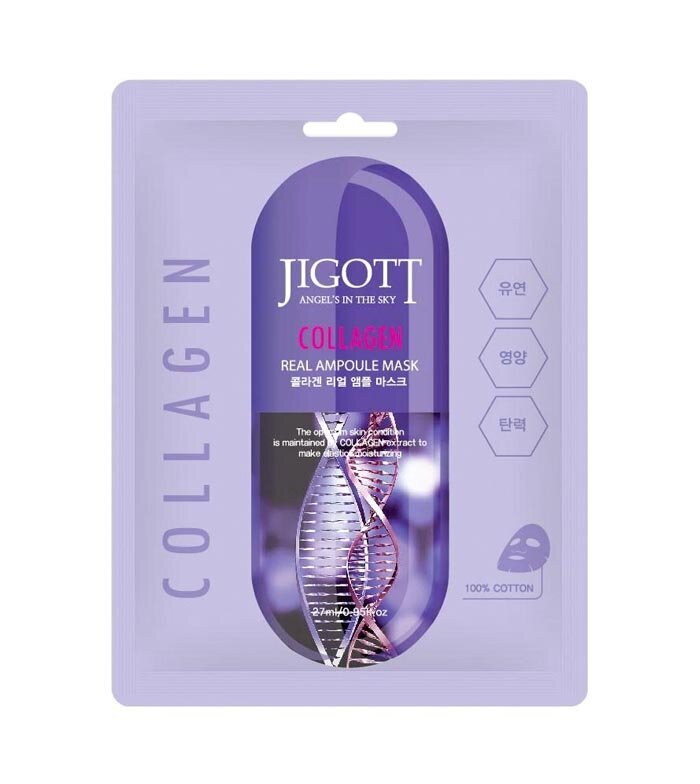 Sheet mask with collagen, Jigott Collagen Real Ampoule Mask 27 ml