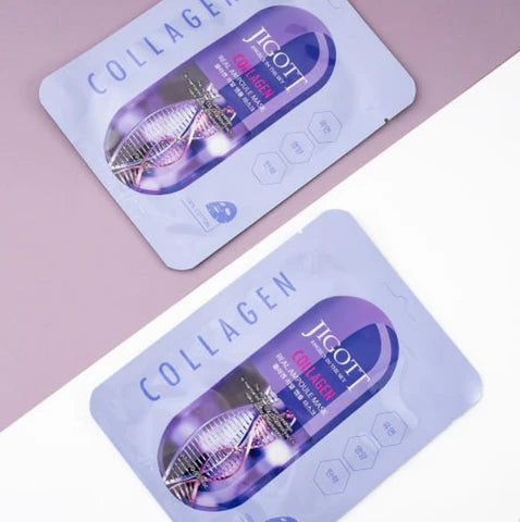 Sheet mask with collagen, Jigott Collagen Real Ampoule Mask 27 ml