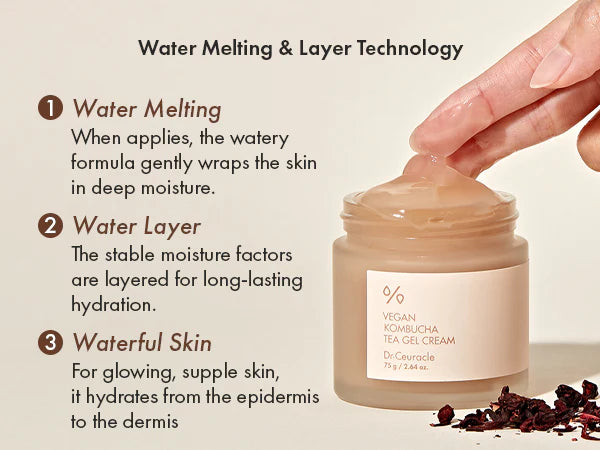 Face Cream, Dr. Ceuracle Vegan Kombucha Tea Gel Cream 75g