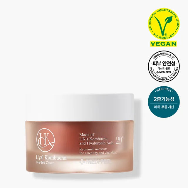 Atkuriamasis dvifazinis veido kremas su kombucha, MEDI-PEEL Hyal Kombucha Tea-Tox Cream 50 ml