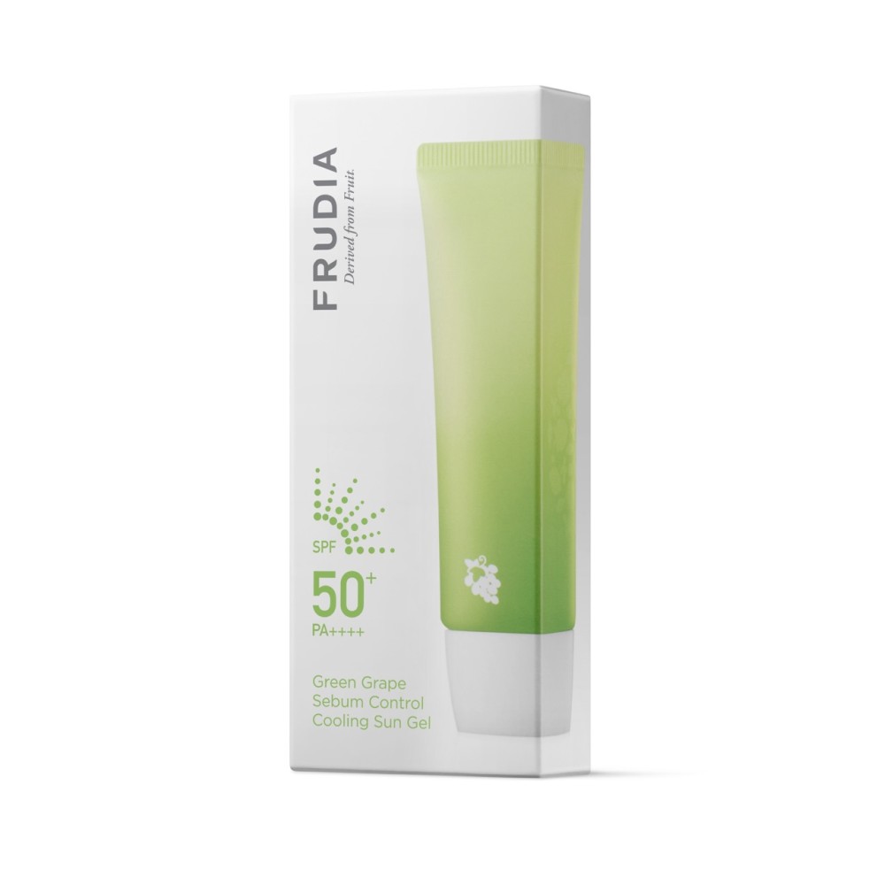 FRUDIA Green Grape Sebum Control Cooling Sun Gel SPF50+ PA++++ 50 g – Drėkinantis vėsinantis gelis riebiai odai